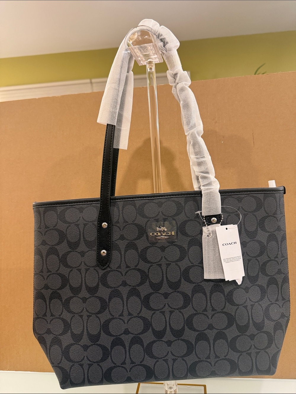 COACH Charcoal/Black Signature Canvas Tote